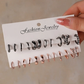 Wholesale Square Geometry Diamond Alloy Earrings