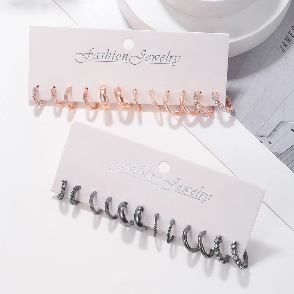 Wholesale Square Geometry Diamond Alloy Earrings