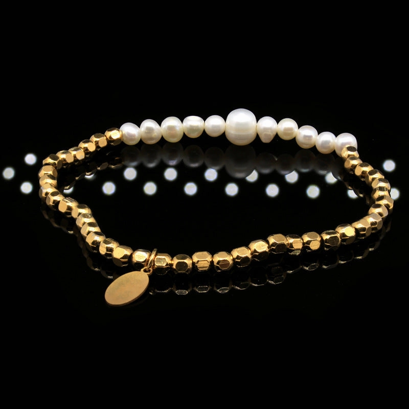 Wholesale Square Pearl Titanium Steel Bracelets