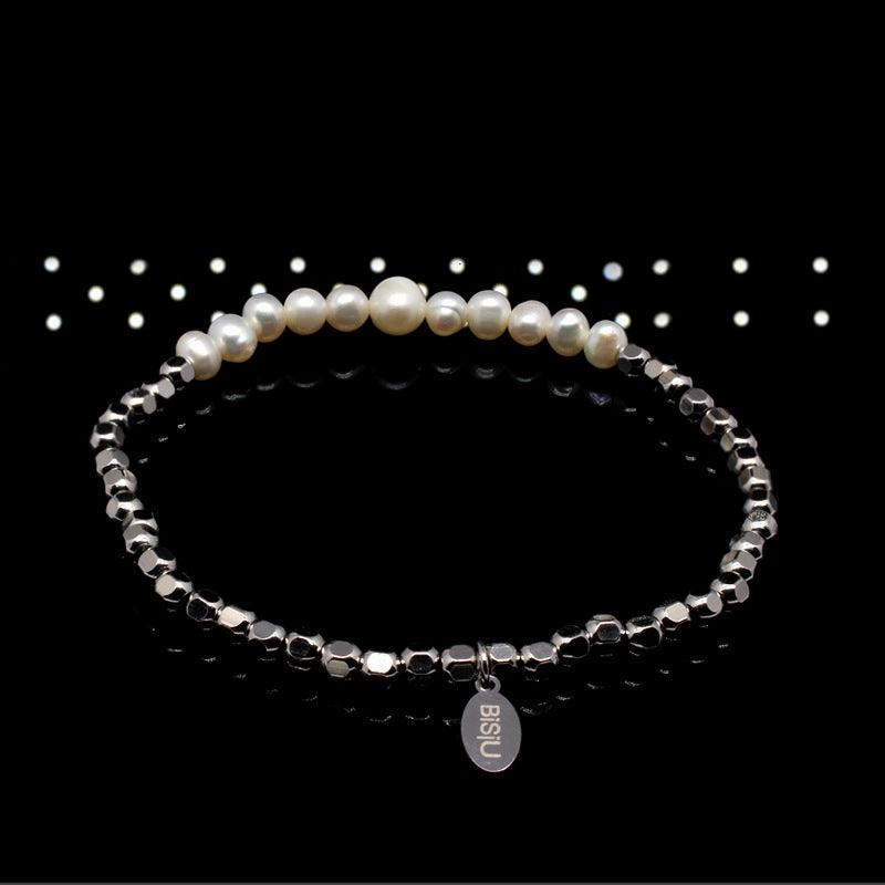 Wholesale Square Pearl Titanium Steel Bracelets