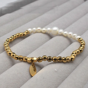 Wholesale Square Pearl Titanium Steel Bracelets
