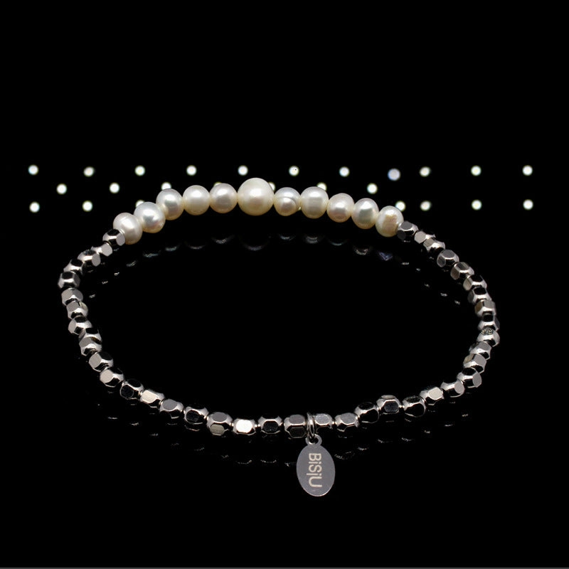 Wholesale Square Pearl Titanium Steel Bracelets
