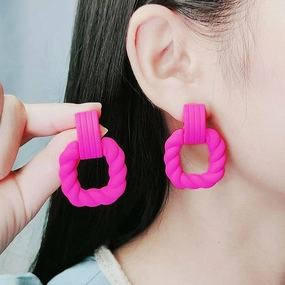 Wholesale Square Semi-circular Splicing Acrylic Earrings