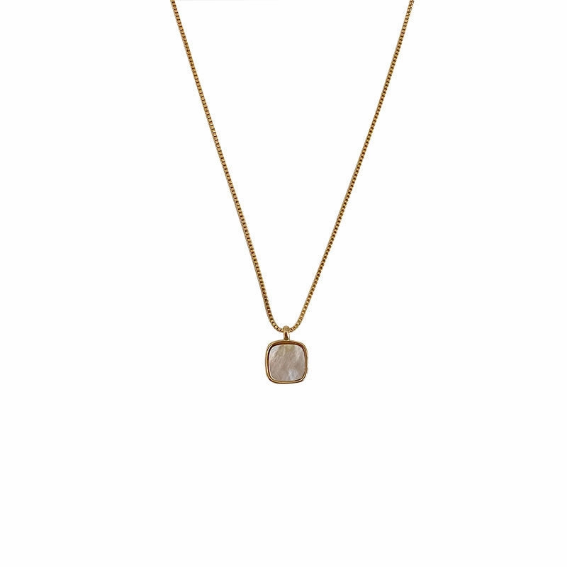 Wholesale square shell necklace clavicle chain silver plated necklace