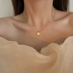 Wholesale square shell necklace clavicle chain silver plated necklace