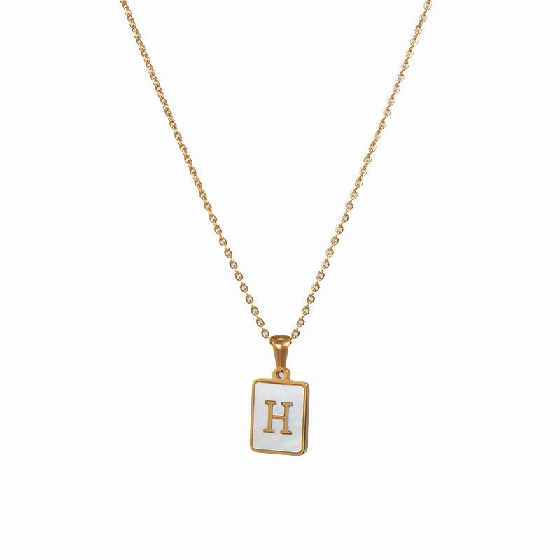 Wholesale Square Stainless Steel Gold Alphabet Necklaces