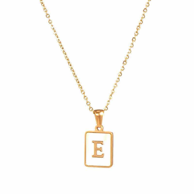 Wholesale Square Stainless Steel Gold Alphabet Necklaces