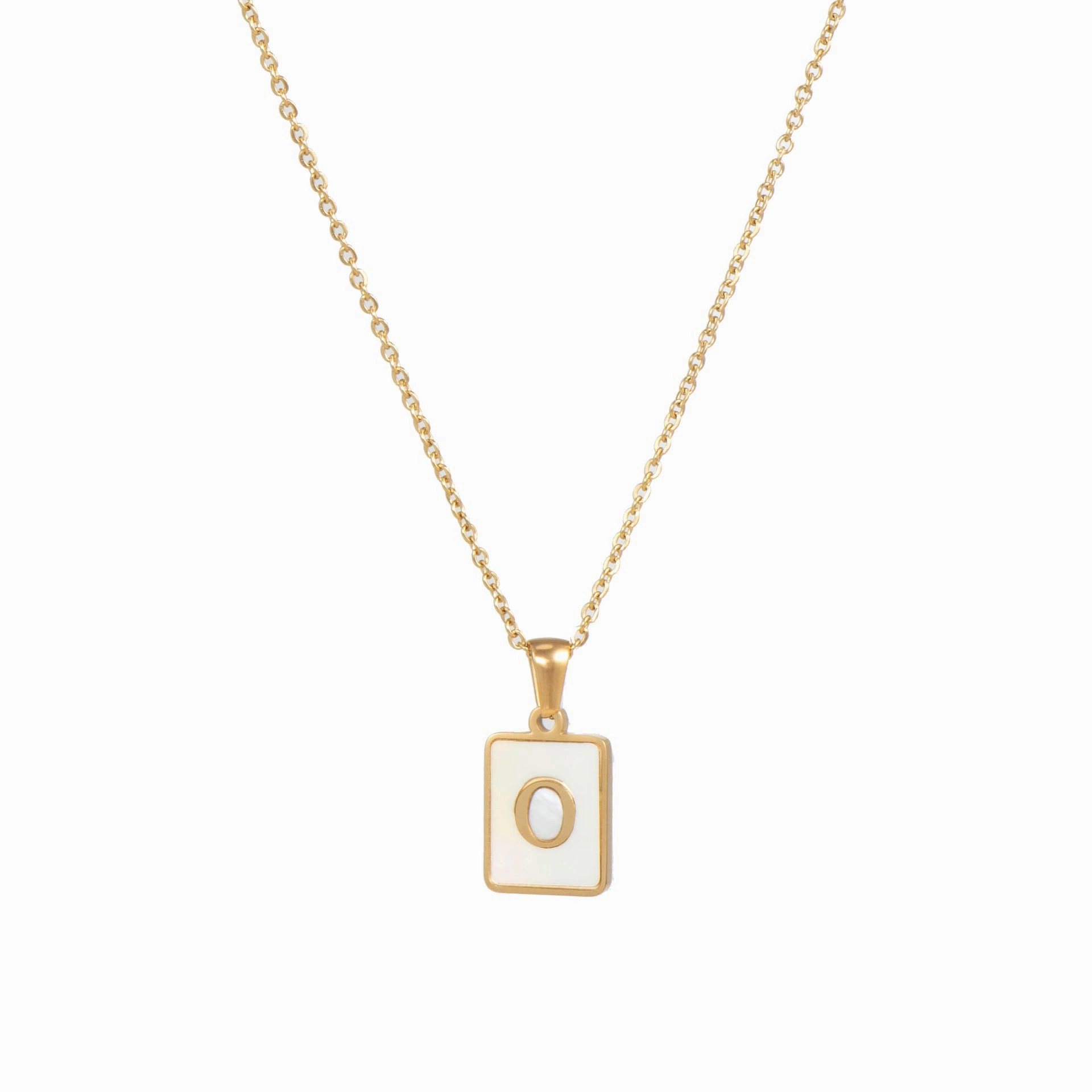 Wholesale Square Stainless Steel Gold Alphabet Necklaces