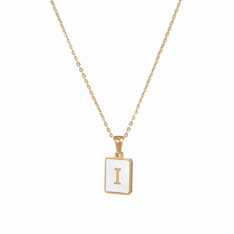 Wholesale Square Stainless Steel Gold Alphabet Necklaces