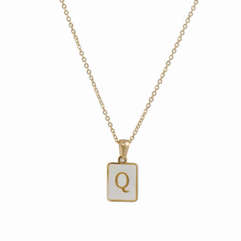 Wholesale Square Stainless Steel Gold Alphabet Necklaces