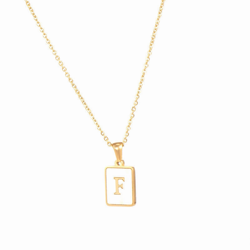 Wholesale Square Stainless Steel Gold Alphabet Necklaces