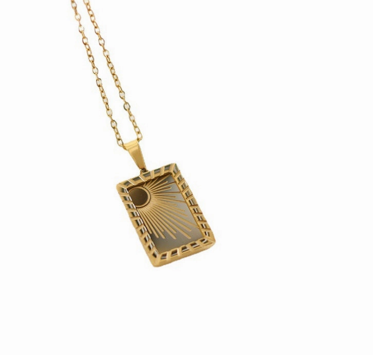 Wholesale Square Sun Moon Gold Plated Sweaters Necklace