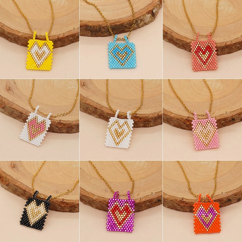 Wholesale Square Tag Rice Bead Necklace