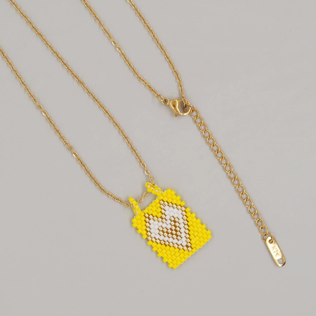 Wholesale Square Tag Rice Bead Necklace