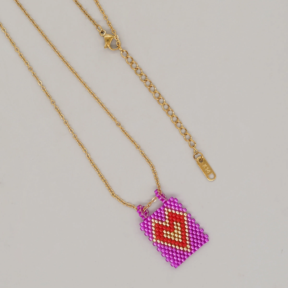 Wholesale Square Tag Rice Bead Necklace