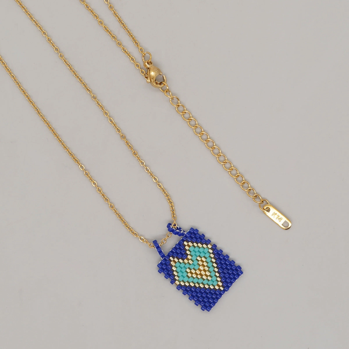 Wholesale Square Tag Rice Bead Necklace