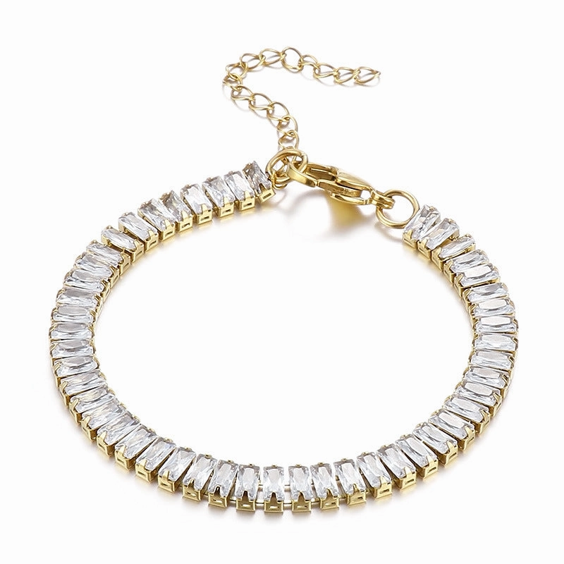 Wholesale Square Zircon Stainless Steel Bracelet