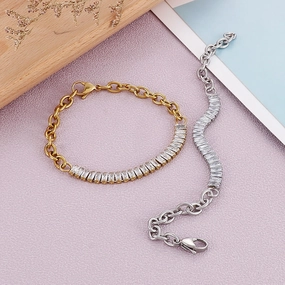 Wholesale Square Zircon Stainless Steel Bracelet