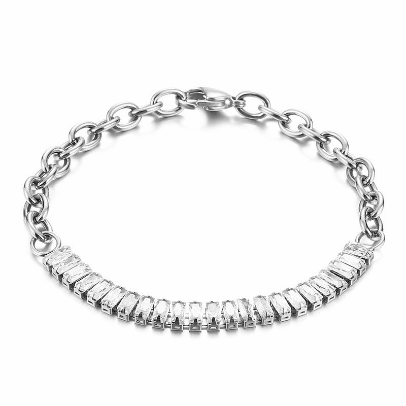 Wholesale Square Zircon Stainless Steel Bracelet