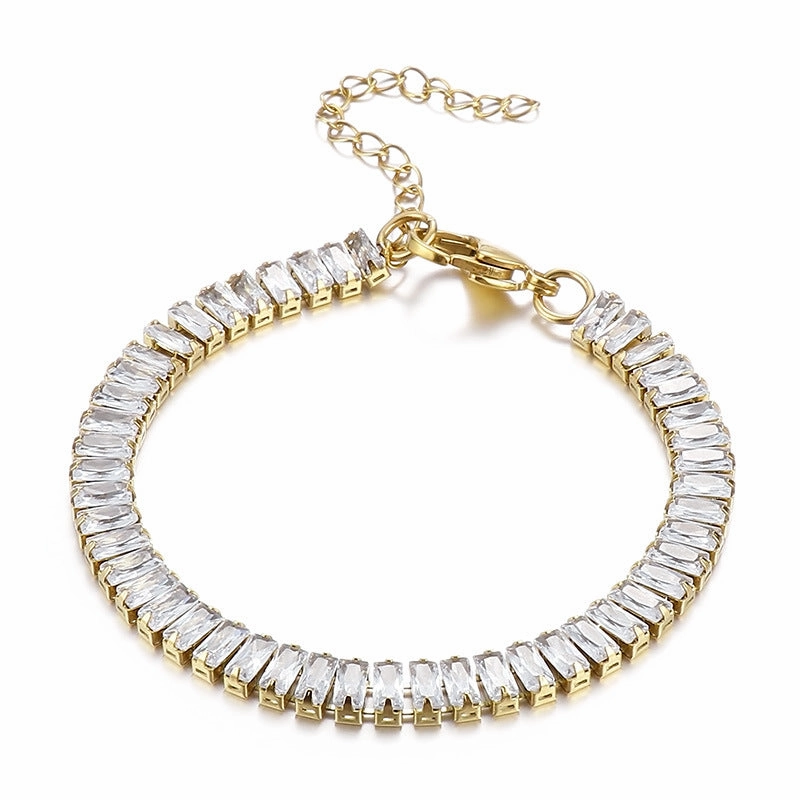 Wholesale Square Zircon Stainless Steel Bracelet
