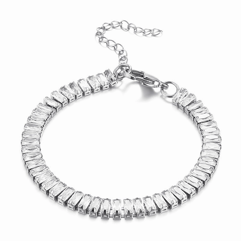 Wholesale Square Zircon Stainless Steel Bracelet