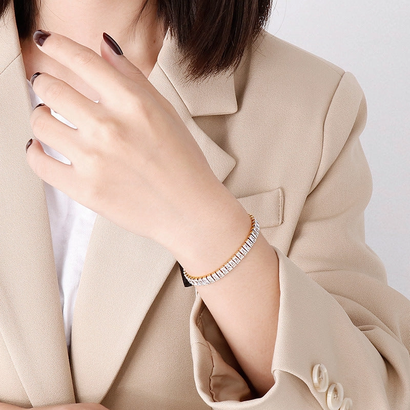 Wholesale Square Zircon Stainless Steel Bracelet