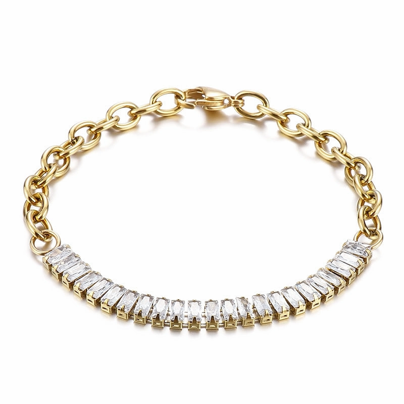 Wholesale Square Zircon Stainless Steel Bracelet