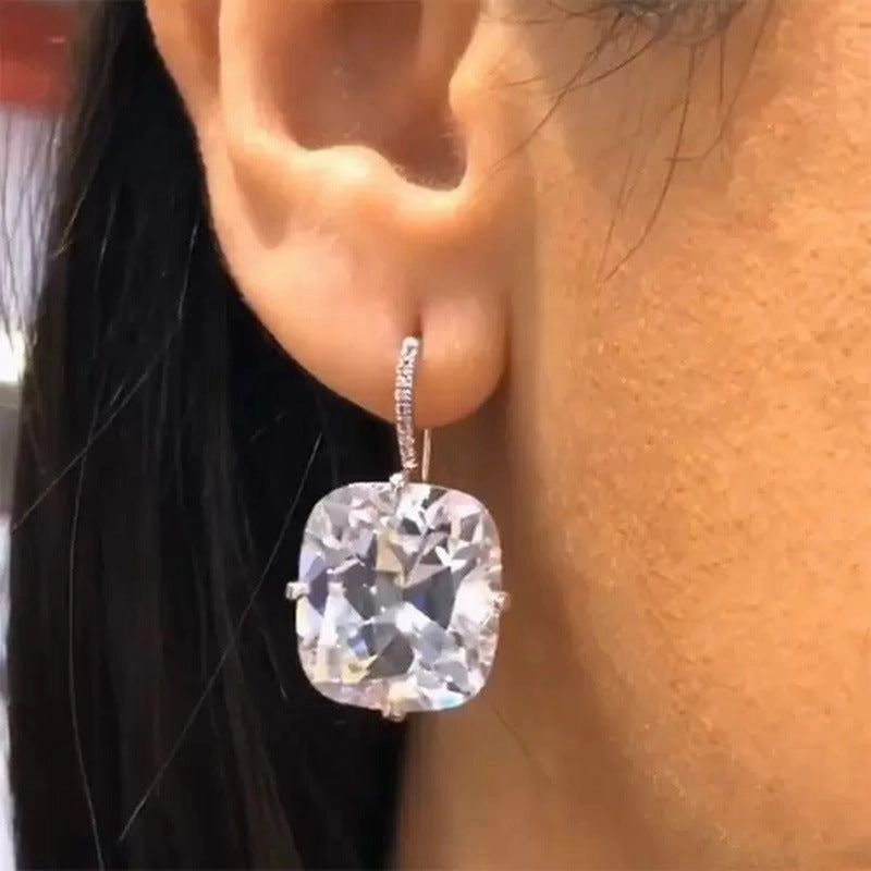 Wholesale Square Zirconia Copper Earrings