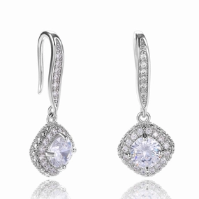 Wholesale Square Zirconia Copper Earrings