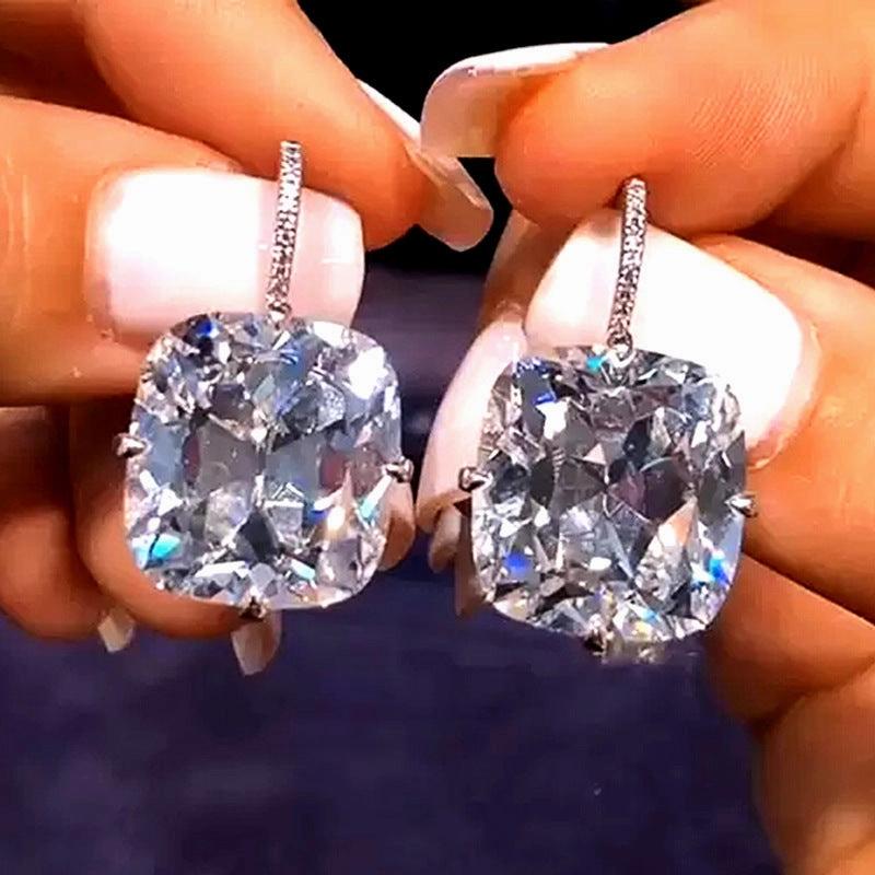 Wholesale Square Zirconia Copper Earrings