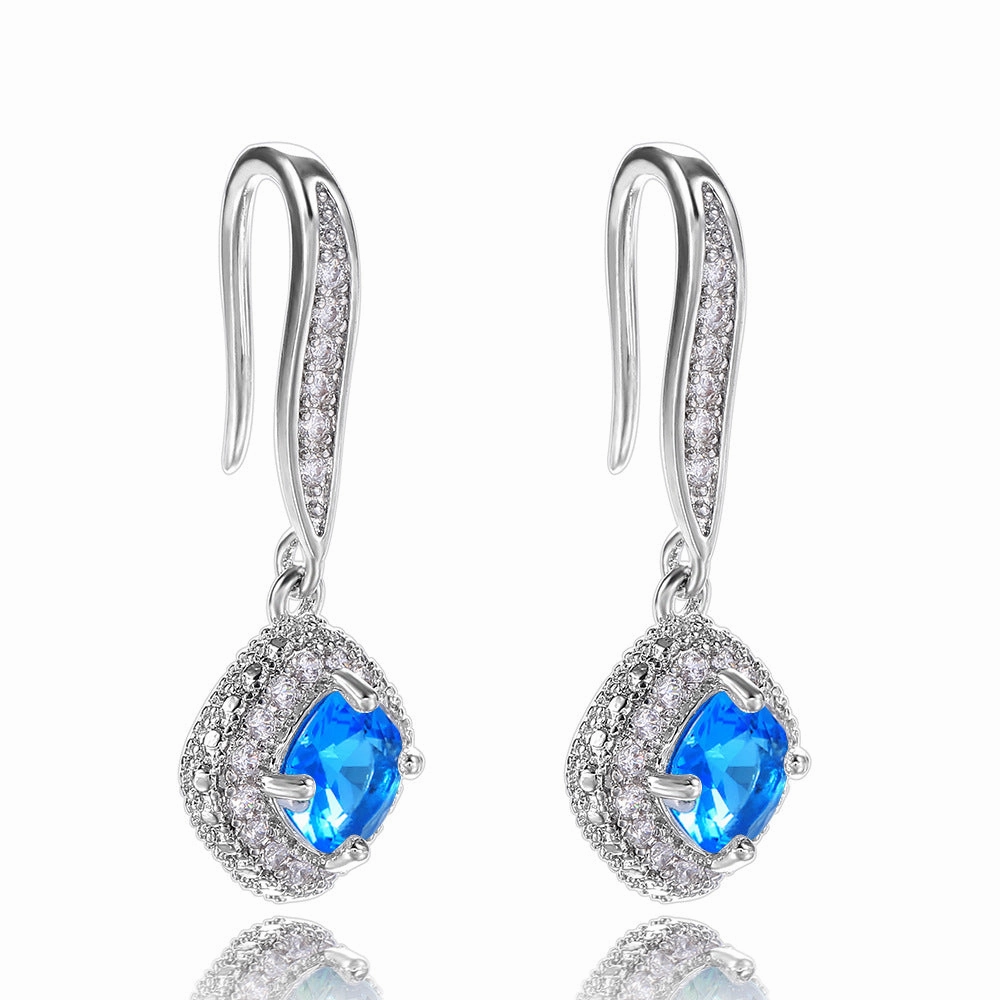 Wholesale Square Zirconia Copper Earrings