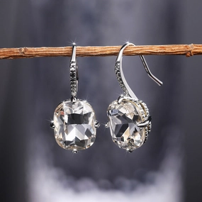 Wholesale Square Zirconia Copper Earrings