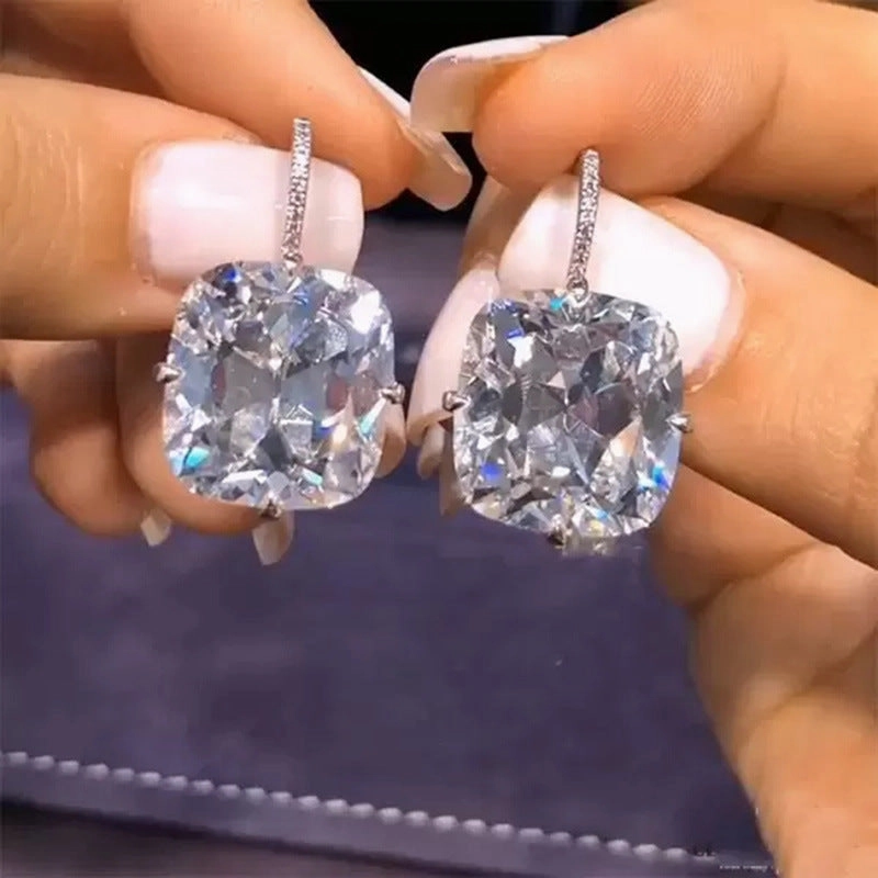 Wholesale Square Zirconia Copper Earrings