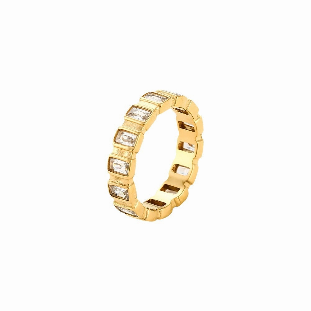 Wholesale Square Zirconia Inlaid Stainless Steel Ring