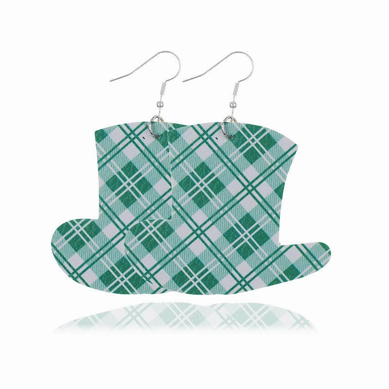 Wholesale St. Parker's Day Four Leaf Clover Leather Earrings