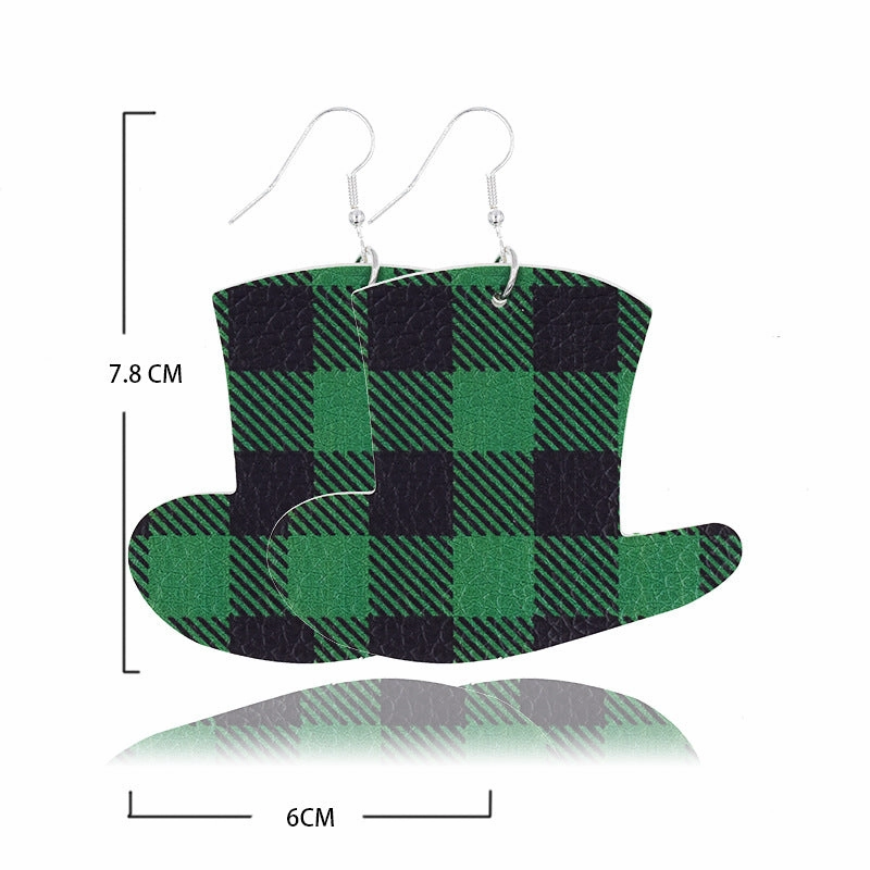 Wholesale St. Parker's Day Four Leaf Clover Leather Earrings