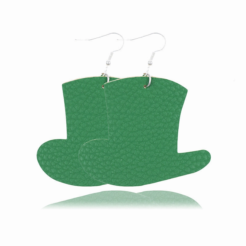 Wholesale St. Parker's Day Four Leaf Clover Leather Earrings
