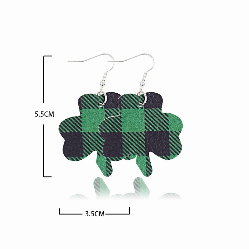 Wholesale St. Parker's Day Four Leaf Clover Leather Earrings
