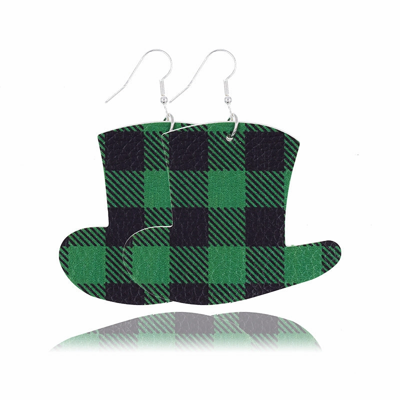 Wholesale St. Parker's Day Four Leaf Clover Leather Earrings