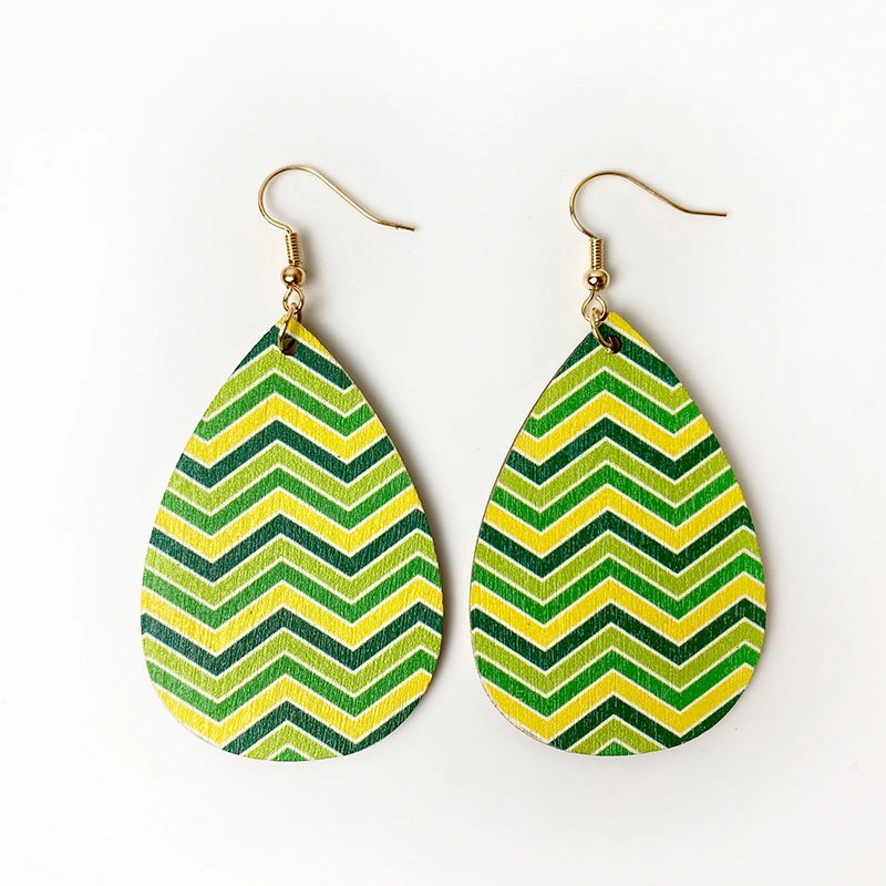 Wholesale St. Parker's Day Green Polka Dot Wood Earrings