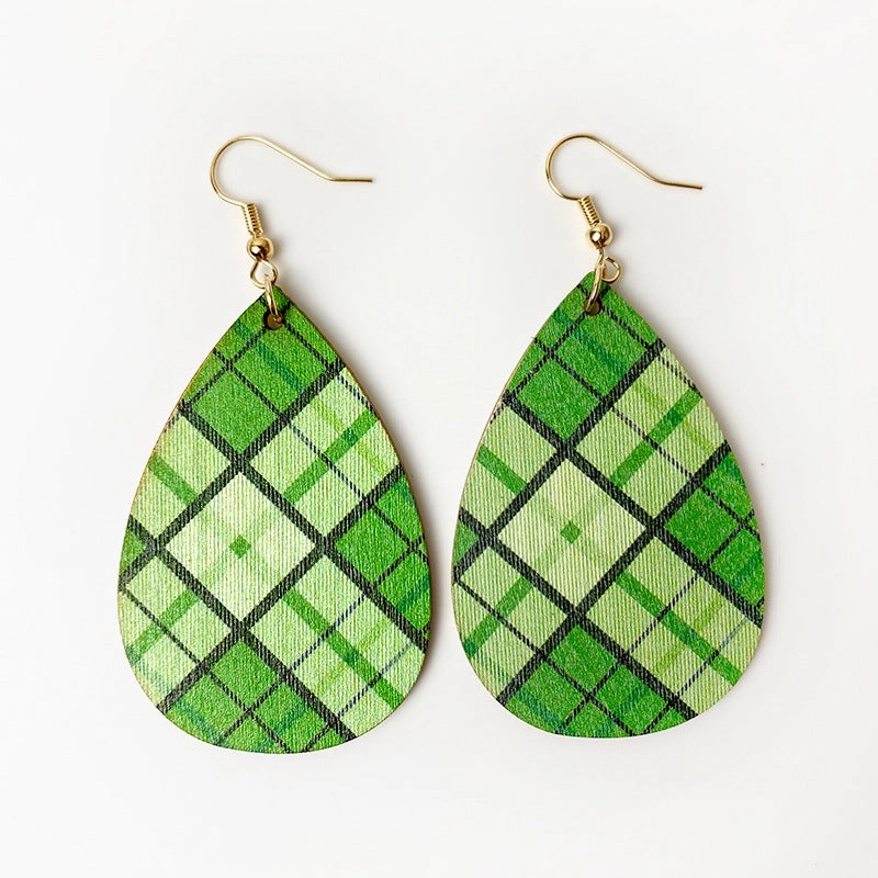 Wholesale St. Parker's Day Green Polka Dot Wood Earrings
