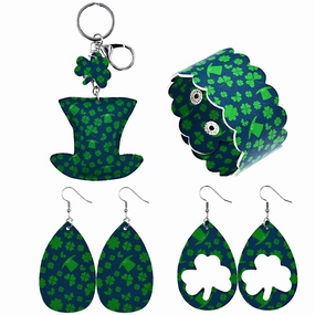Wholesale St. Parker's Day Irish Green Day Leatherette Earrings