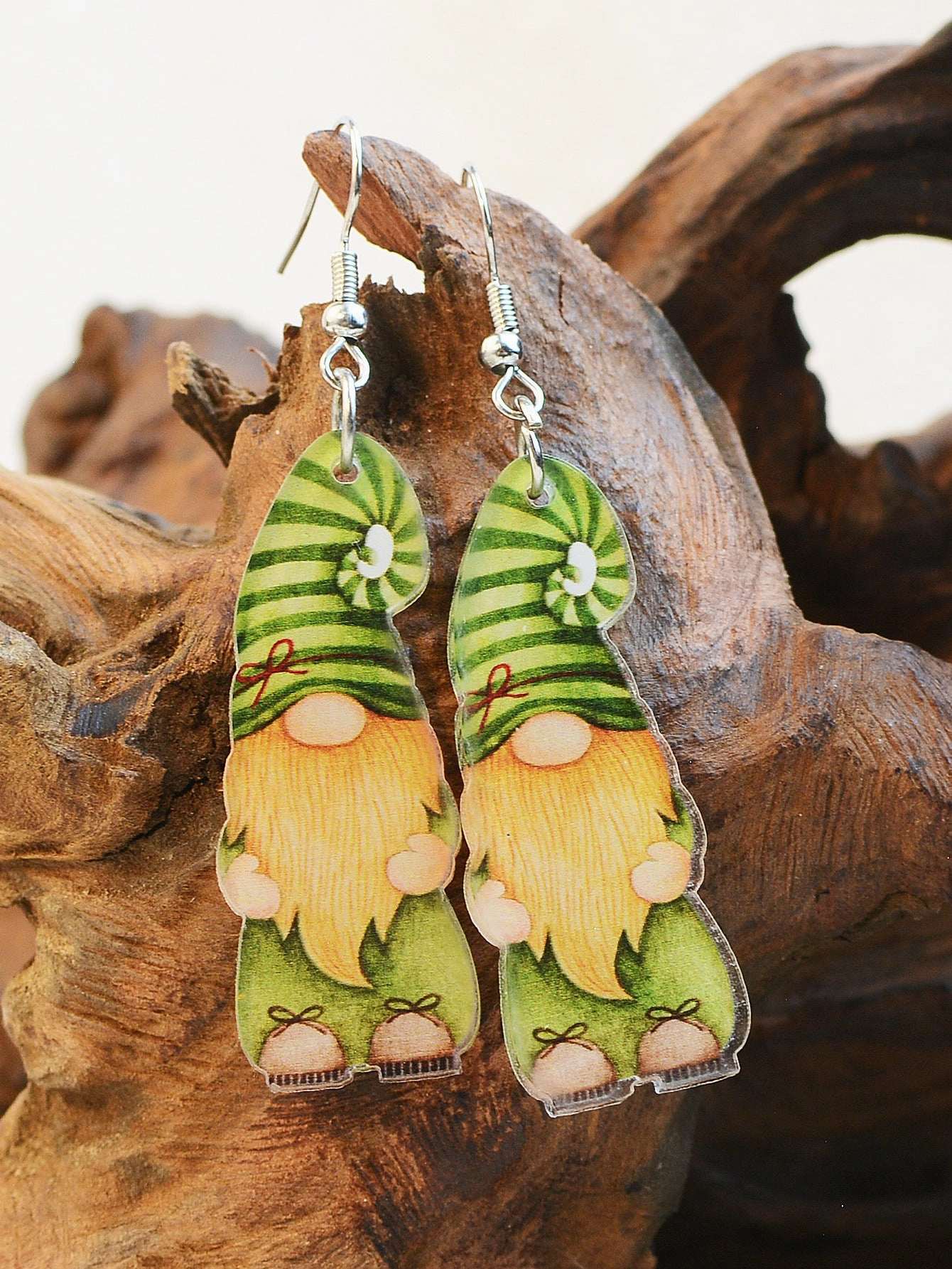 Wholesale St. Patrick's Acrylic Double Sided Printed Gnome Elf Earrings
