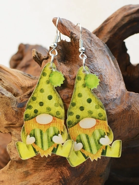 Wholesale St. Patrick's Acrylic Double Sided Printed Gnome Elf Earrings