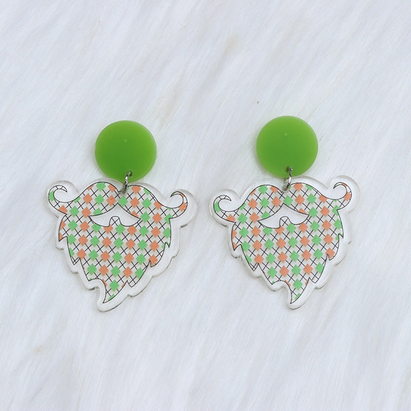 Wholesale St. Patrick's Balloon Clover Hat Acrylic Earrings