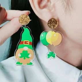 Wholesale St. Patrick's Balloon Clover Hat Acrylic Earrings
