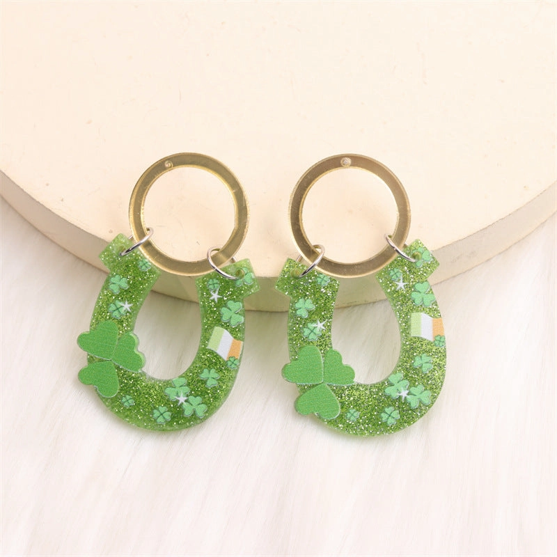 Wholesale St. Patrick's Clover Acrylic Earrings