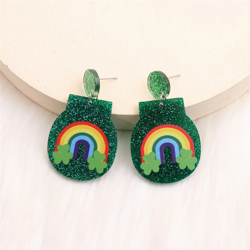 Wholesale St. Patrick's Clover Acrylic Earrings