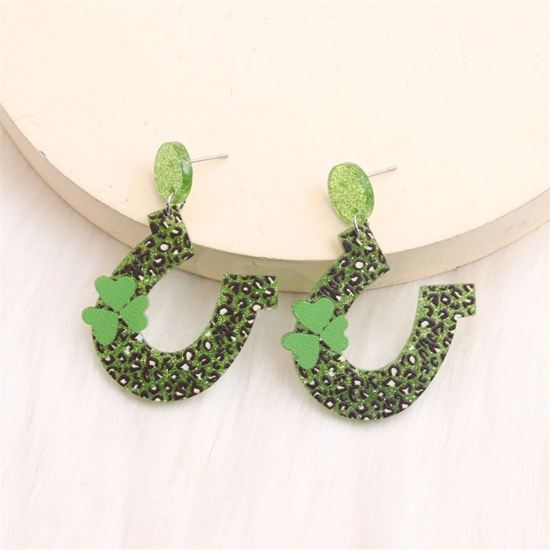 Wholesale St. Patrick's Clover Acrylic Earrings