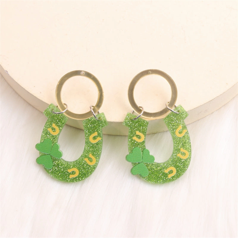 Wholesale St. Patrick's Clover Acrylic Earrings
